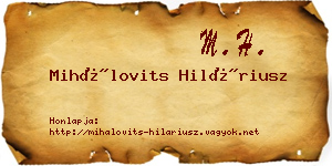 Mihálovits Hiláriusz névjegykártya